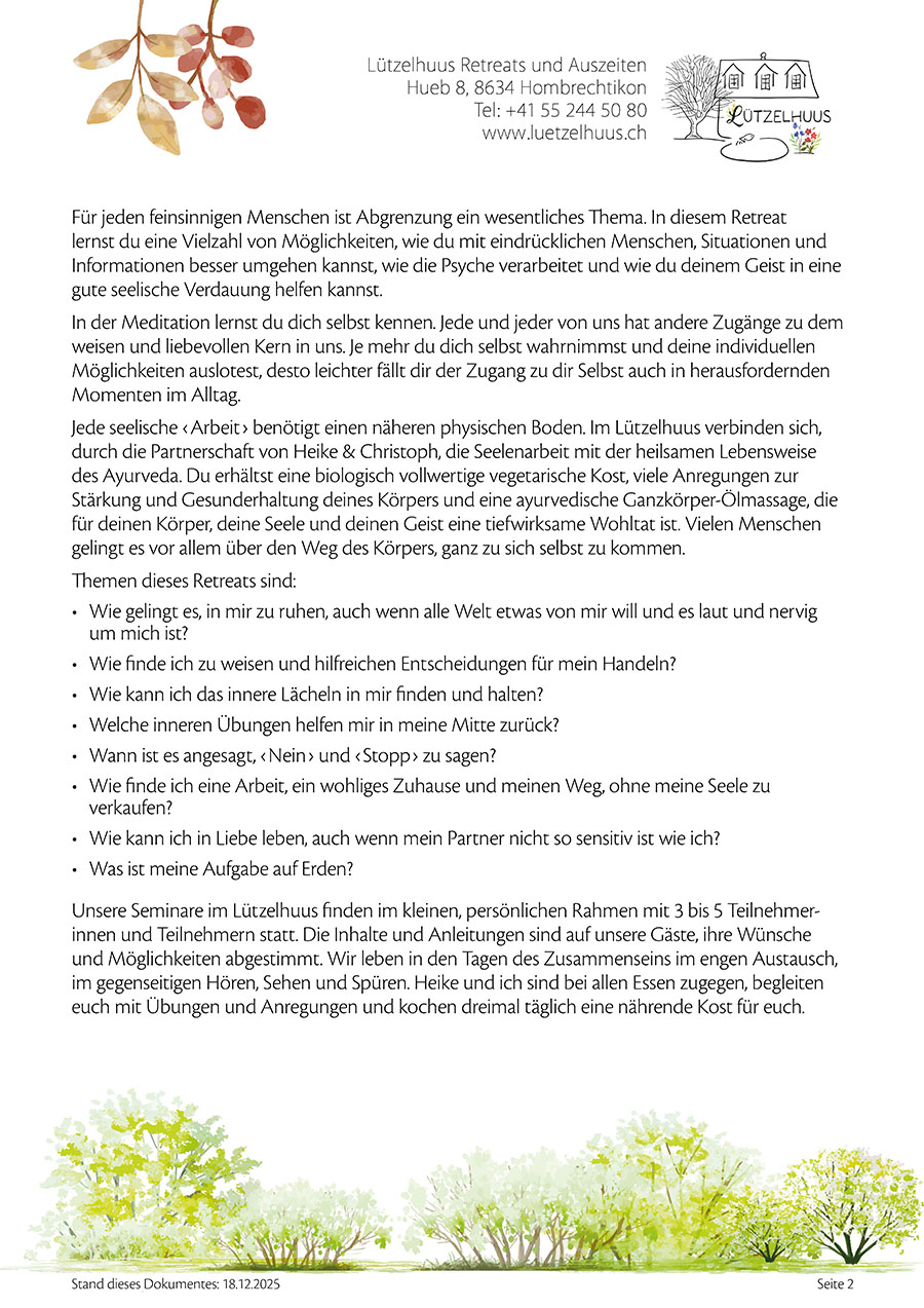 Retreat Feinsinnig Ayurveda HSP PDF