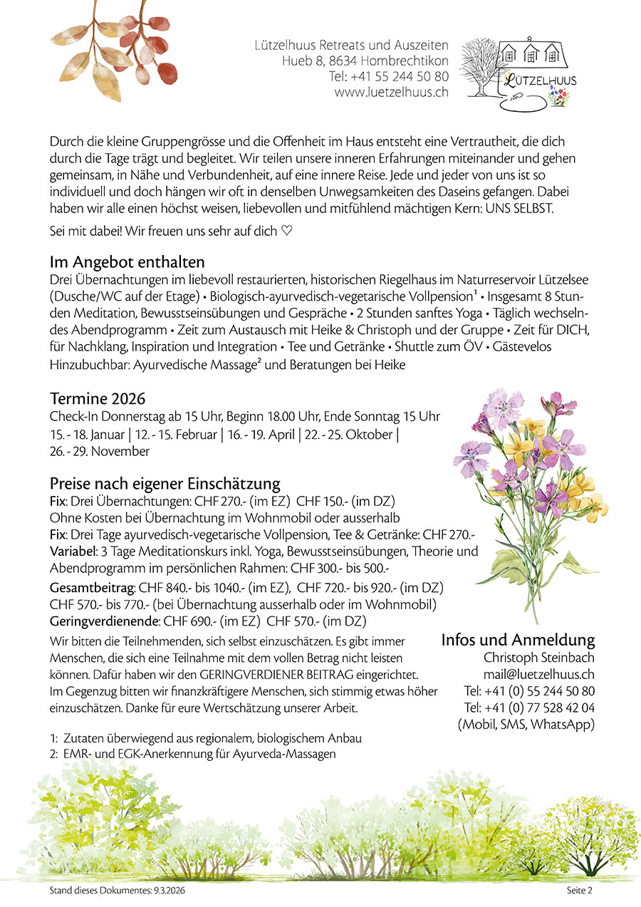 Natürliche Meditation Retreat 3 Tage
