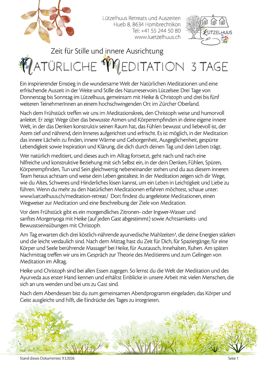 Natürliche Meditation Retreat 3 Tage